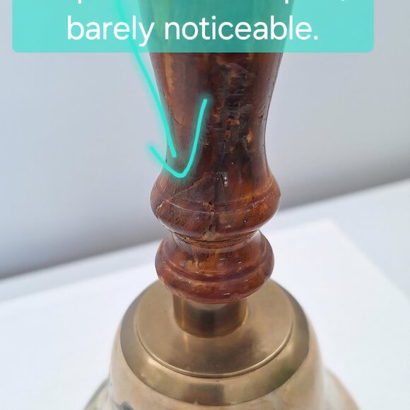 Vintage Brass & Wood Bell - Floral Cloisonne - Picture 2 of 5